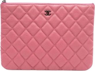 Chanel Pre-owned Clutches, female, Pink, Size: ONE SIZE Pre-owned Leather Clutch