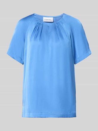Comma Blusenshirt aus Satin mit Rundhalsausschnitt in Royal, Gr&ouml;&szlig;e 34