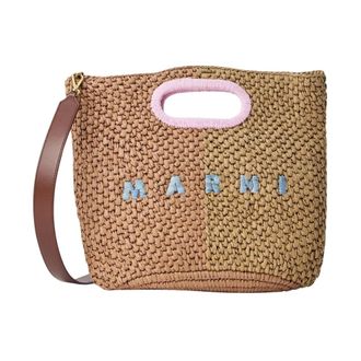Marni Tote Bags, female, Beige, Size: ONE SIZE Woven Tote Bag with Logo Detail