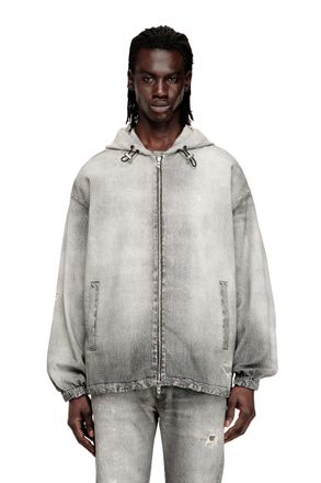 Diesel Hooded jacket in trompe loeil Jogg Jeans - Denim Jackets - Man - Grey