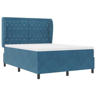 vidaXL Cama Tipo Box Spring Azul Oscuro 140 X 200 Cm Terciopelo Vidaxl