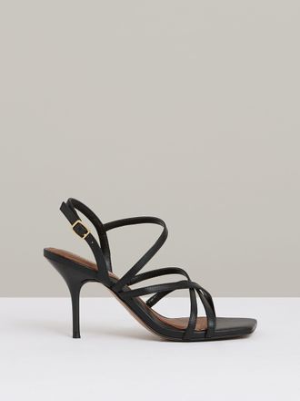 Reiss Black Leather Strappy Stiletto Sandals, X09