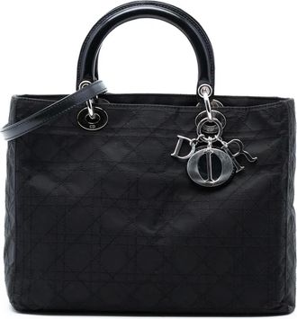 Dior Borsa a tracolla Cannage Lady Dior grande in nylon 1999 - Nero