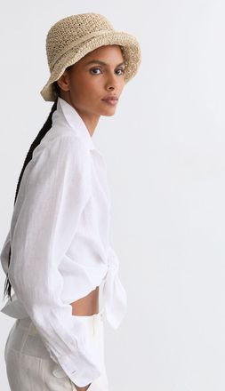 Reiss Natural Crochet Raffia-effect Bucket Hat, S & M