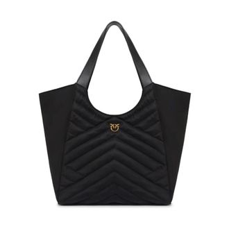 Pinko Logo Tote Bag - Dames - Shoppers - Zwart - ONE Size - Polyester - Tassen