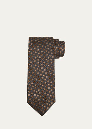 Ermenegildo Zegna Mens Micro-Dot Floral Silk Tie