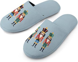 Generic Three Nutcracker Soldiers Mens Flannel Slipper Soft Non Slip House Shoes Comfy Winter Warm Indoor Outdoor Slippers