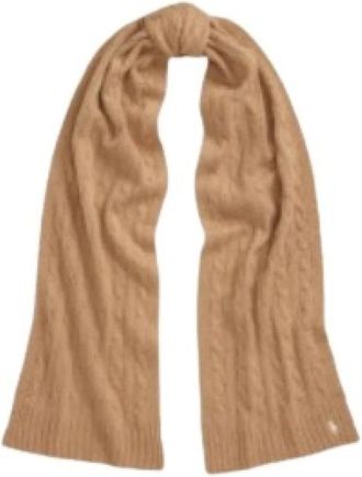 Polo Ralph Lauren Kabelgebreide Sjaal - Dames - Wintersjaals - Beige - ONE Size - Wol - Accessoires