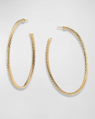 David Yurman Sculpted Extra-Large Cable Hoop Earrings in 18K Yellow Gold