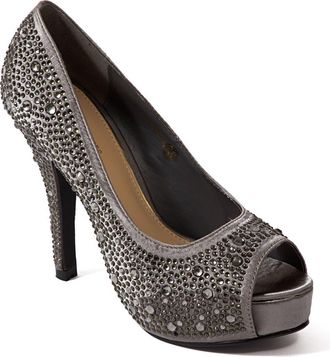 Lady Couture Lauren Rhinestone Embellished Platform Sandal in Pewter at Nordstrom Rack, Size 10Us / 41Eu
