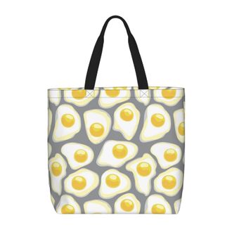 Generic Women Handbag Fried Egg Pattern Ladies Shopping Shoulder Bag Large Capacity Folding Shopping Bags, For Graduation, Daily, Holiday, Work, Birthday
