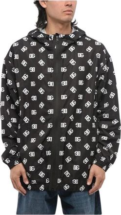Dolce & Gabbana Logo Print Windbreaker Jacket - Heren - Zomerjassen - Zwart - XL - Nylon - Jassen