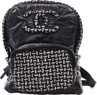 Chanel Black Nylon and Tweed Coco Neige Backpack