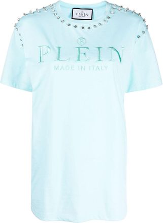 Philipp Plein crystal-embellished short-sleeved T-shirt - women - Cotton - S - Blue