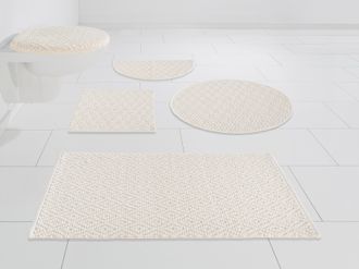 My Home Badematte »Numan, Badvorleger, Badezimmer Teppich« Höhe 10 mm fussbodenheizungsgeeignet strapazierfähig Rauten-Muster, Badteppich, auch als 3 teiliges