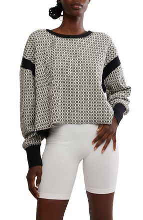 Free People FP Movement My Time Layer Textured Reversible Sweater in Black White Combo at Nordstrom, Size Medium