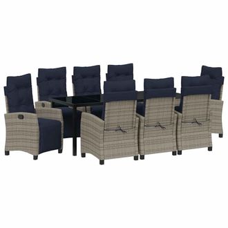 vidaXL Conjunto De Comedor De Jard&iacute;n 9 Pcs Gris Rat&aacute;n Sint&eacute;tico Vidaxl
