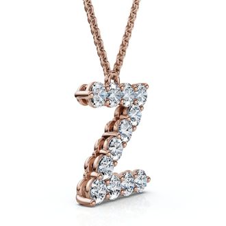 Pompeii3 1Ct Diamond Initial Z Pendant 14k Gold 18 Necklace Lab Grown 5/8 Tall