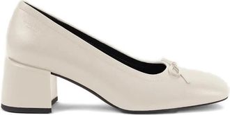 Vagabond 55mm Adison block-heel bow pumps - women - Calf Leather/Calf Leather/Thermoplastic Polyurethane (TPU) - 41 - Neutrals