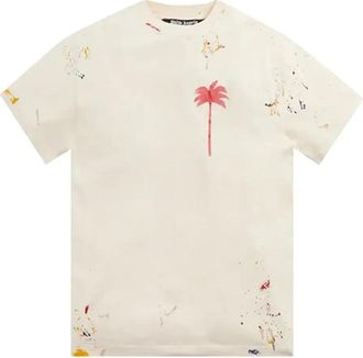 Palm Angels Palm Tree Painted T-shirt Off White Red PMAA001S22JER0030325
