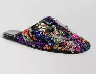 Dries Van Noten flat sole mules sequin embroidered detail