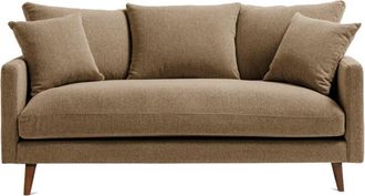 DRAWER Sof&aacute; de 3 plazas en tela con patas de madera oscura - Caramelo