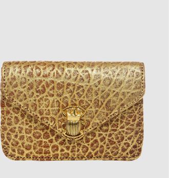 CLARIS VIROT Porte-cartes Alex Cuir Bubble Doré Antique