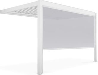 Oviala P&eacute;rgola bioclim&aacute;tica adosada blanca de 3x4m y 1 toldo de 3,73 x 2,34 m