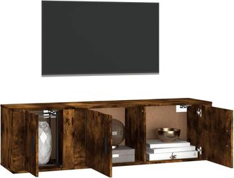 Berkfield Home Classic 2 Piece TV Cabinet Set Smoked Oak Engineered Wood in Brown