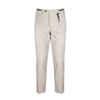 Michael Coal Broeken, Heren, Beige, W34, Leer, Rechte Broek