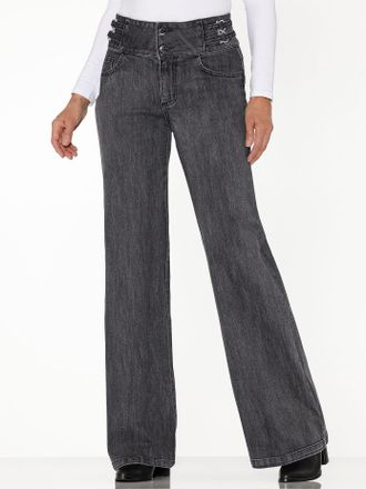 Heine Bootcut-Jeans HEINE, Damen, Gr. 34, Normalgr&ouml;ssen, blau (graphit denim), 78% Baumwolle, 20% Polyester, 2% Elasthan, unifarben, lang, Jeans Bootcut-Jea
