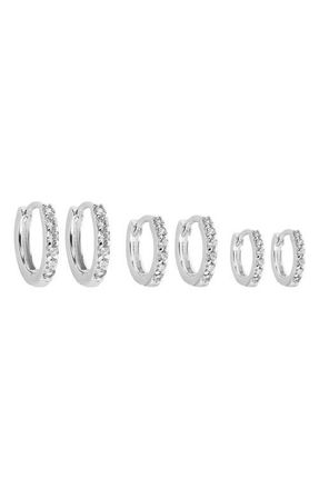 Girls Crew Set of 3 Huggie Hoop Earrings in Silver at Nordstrom
