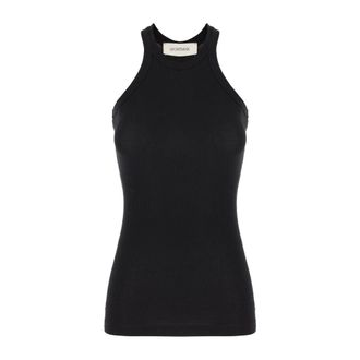 Sportmax Sportmax, Sleeveless Tops, female, Black, Size: XS Cotton and silk vest top
