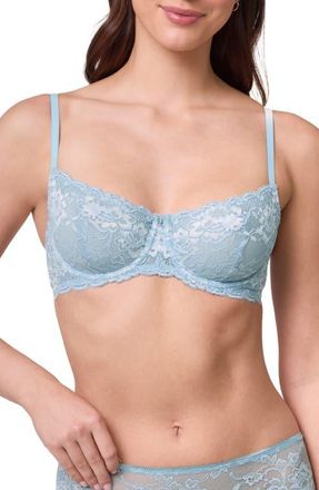 Montelle Intimates Flirt Lace Underwire Demi Bra in Dewdrop/chantilly at Nordstrom, Size 34Ddd