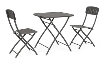 BIZZOTTO Conjunto de mesa plegable y 2 sillas de acero antracita