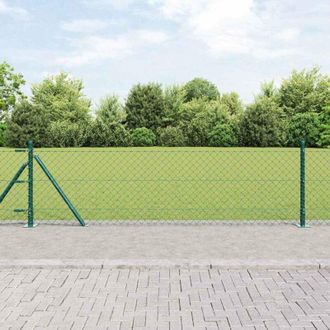 vidaXL Vidaxl - Valla De Eslabones De Cadena Con Postes Verde 0.4 X 25 M Acero