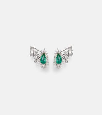 Yeprem Reign Supreme 18kt yellow and white gold earrings with diamonds and emerald