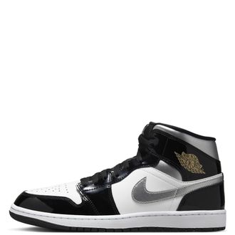 Nike Air Jordan 1 Mid SE Mens Shoes (HV0789-010, Black/White/Metallic Gold/Metallic Silver), Black/White/Metallic Gold/Metallic Silver, 8.5 UK