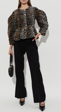 Ganni Shirt With Animal Motif, Womens, Brown