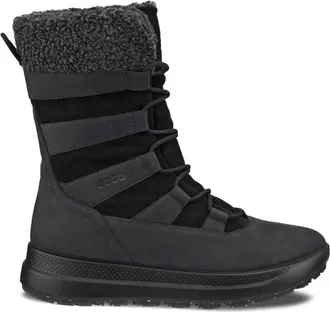 Ecco Black Solice Solice Textured Collar Lace-Up Nubuck Ankle Boots
