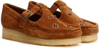 Clarks Wallabee T Bar Suede Womens Brown Shoes - UK 5