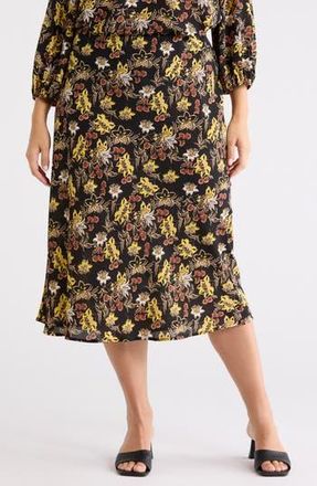 Renee C Floral Midi Skirt in Black at Nordstrom Rack, Size 1 X