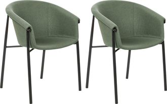 Beliani Beliani - Conjunto De 2 Sillas Verde Oscuro Negro Poli&eacute;ster Contempor&aacute;neo Comedor Ames