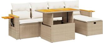 vidaXL Juego De Sof&aacute;s Jard&iacute;n Con Cojines 6 Pzas Rat&aacute;n Sint&eacute;tico Beige Vidaxl