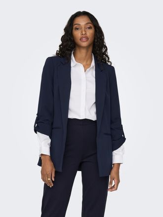 Only Kurzblazer ONLY ONLKAYLE-ORLEEN 3/4 BLAZER TLR NOOS, Damen, Gr. 34XS, blau (night sky), Web, Obermaterial: 92% Polyester, 8% Elasthan, unifarben, regu