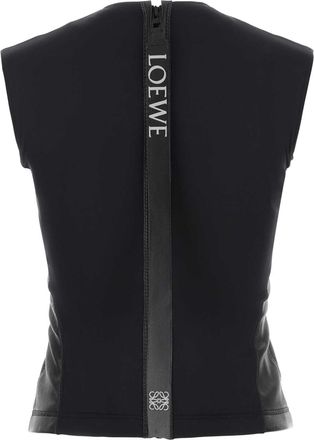 Loewe Womens Leather And Nylon Tank Top Black Lamb Polyethylene Tops