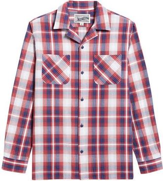 Schott NYC Colts Plaid Camp Shirt in Red at Nordstrom, Size Small