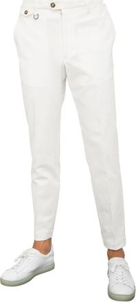 Paolo Pecora Witte Stoffen Broek - Heren - Slim Fit Broeken - Wit - XL - Katoen - Broeken
