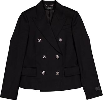 Versace Crop Double-Breasted Wool Blazer