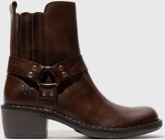 FLY London Womens Zip Up Ankle Boots In Dark Brown